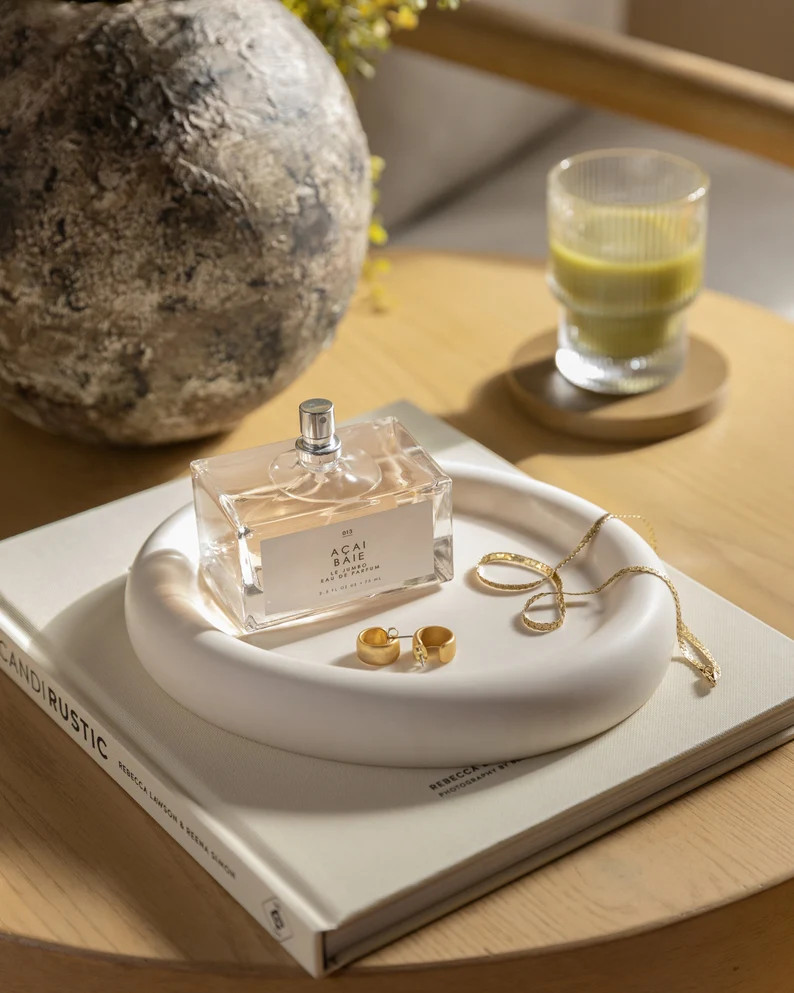 Chunky Oval Tray in Bone Decorative Catch All Mid Century - Etsy | Etsy (US)