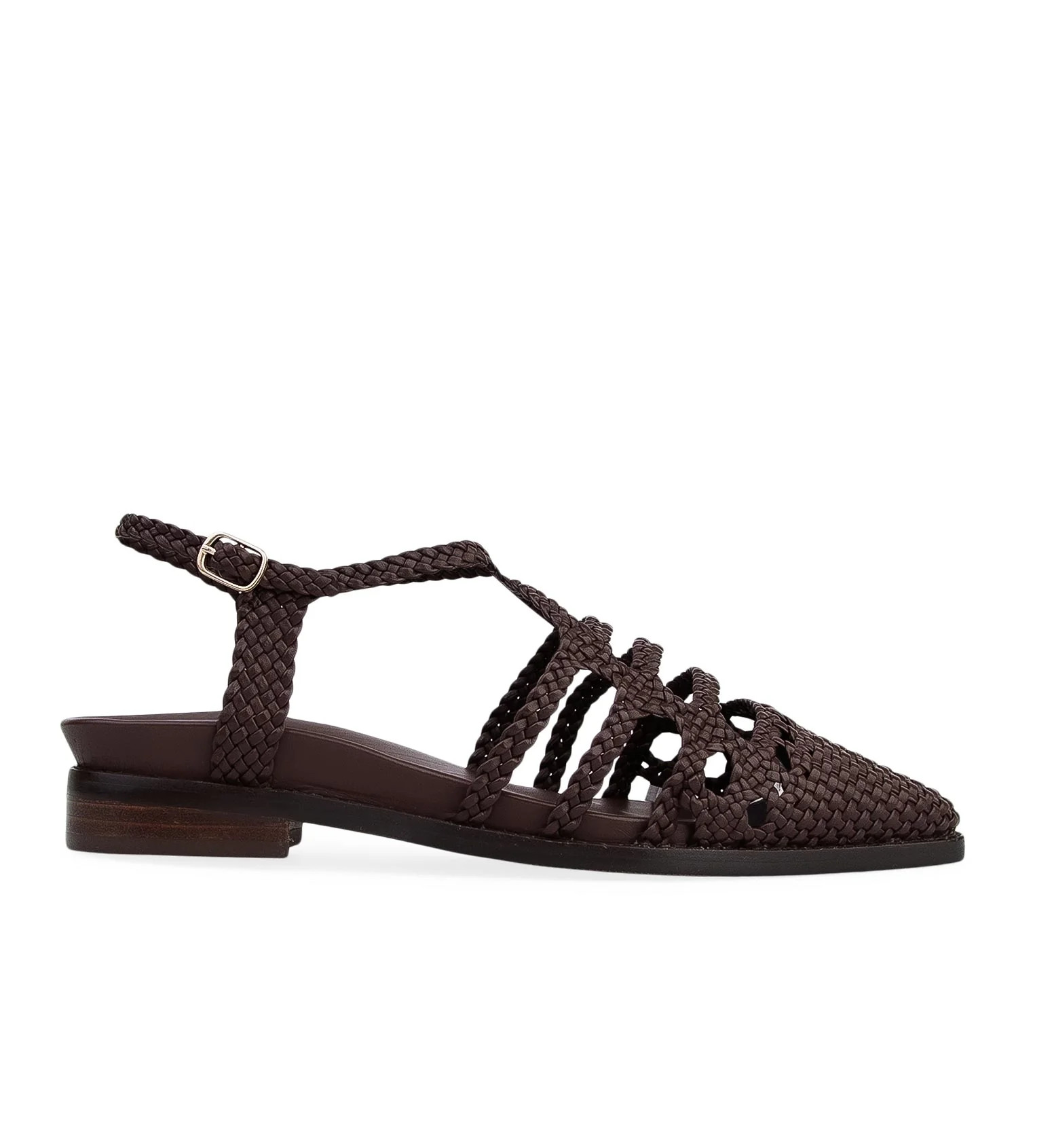 Mocha Leather Woven Sandals | Bared Footwear