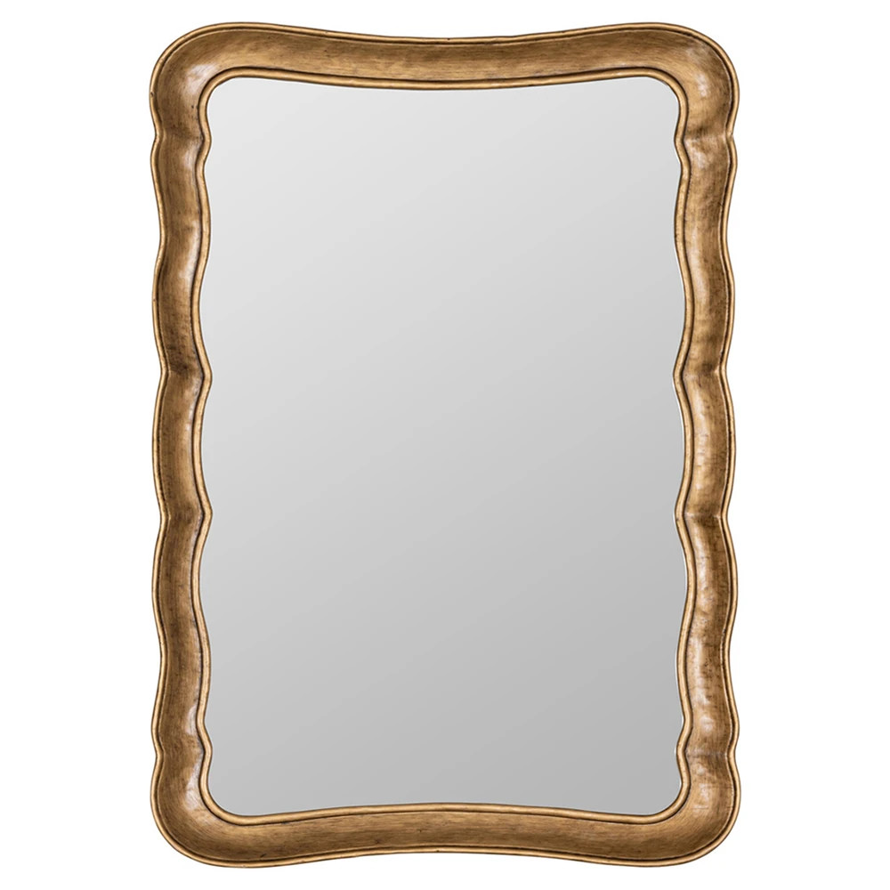 Elliren Updated Traditional Gold Wavy Frame Wall Mirror | Kathy Kuo Home