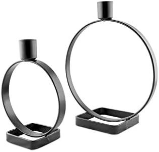 GoCraft Modern Metal Candle Holder | Iron Candlestick Holder, Matte Black (Set of 2) | Amazon (US)