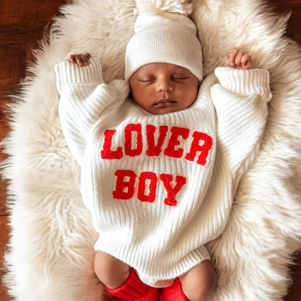 Knit Sweater, Lover Boy White | SpearmintLOVE