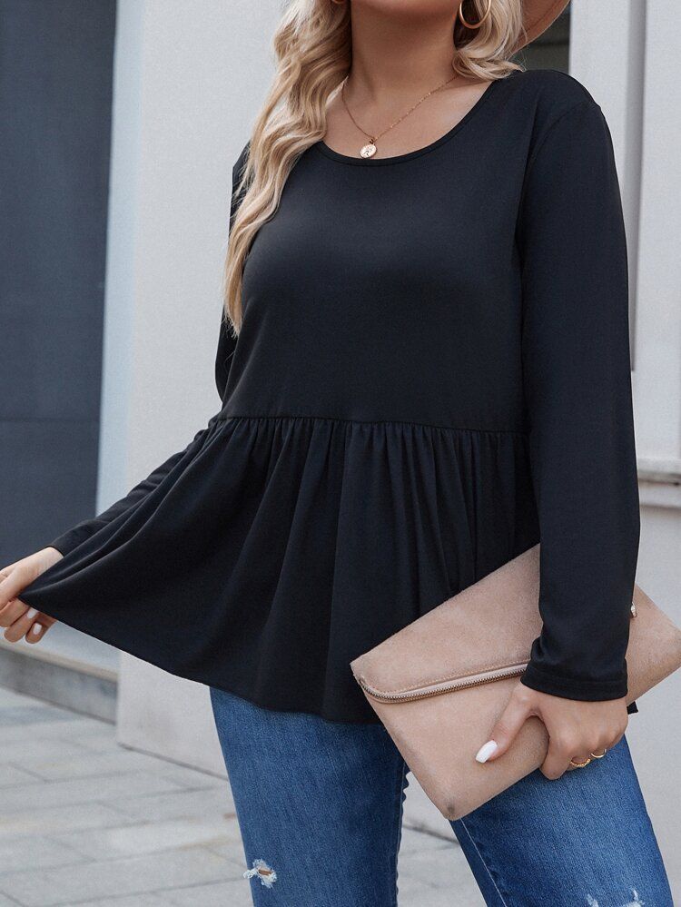 Plus Criss Cross Back Peplum Tee | SHEIN