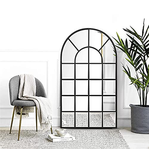 GIFTTROVE Black Arched Window Mirror, Large Window pane Mirror with Beveled, Metal Framed Windowpane Mirror, 28.5" X 50" Arched Wall Mirror for Wall Decor, Entryway, Living Room | Amazon (US)