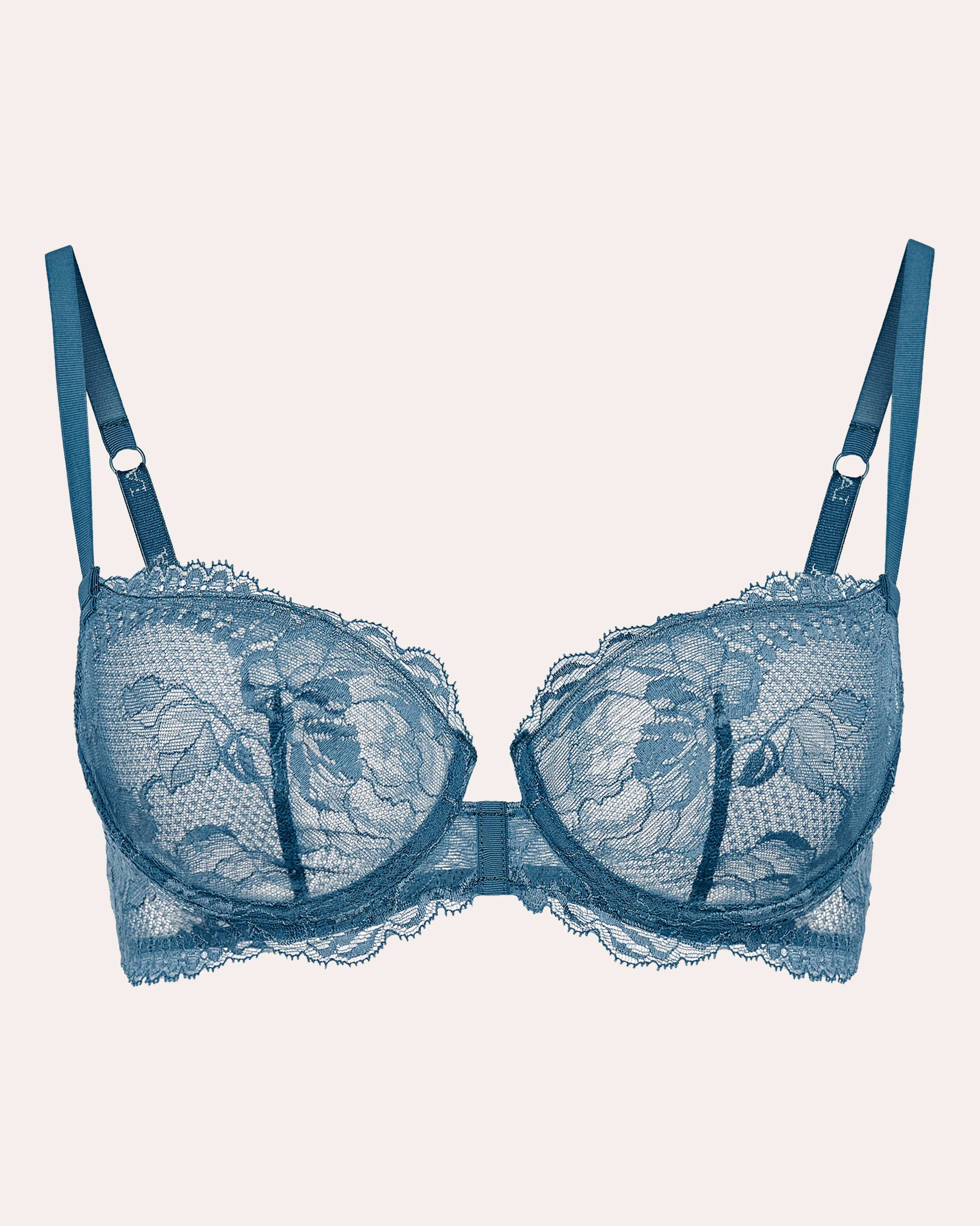 La Perla Women's Dark Blue Balconette Lace Bra in Blue Aviation | Olivela