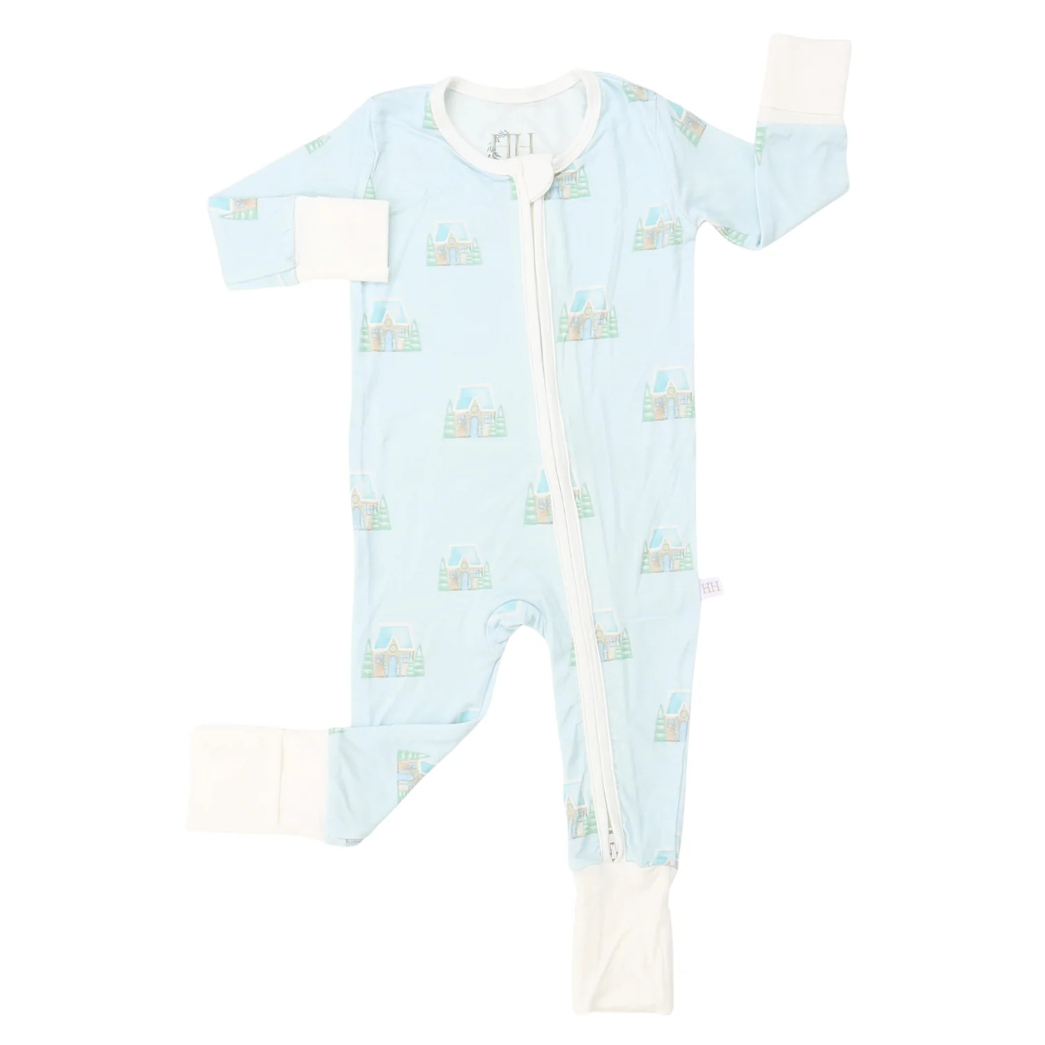 Boys Gingerbread Cottage Double Zipper Romper | Hamner Hill