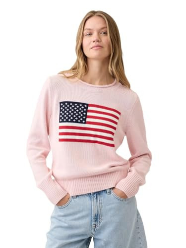 GAP Women's Americana Crewneck Sweater, Sp Pink Flag, X-Small | Amazon (US)