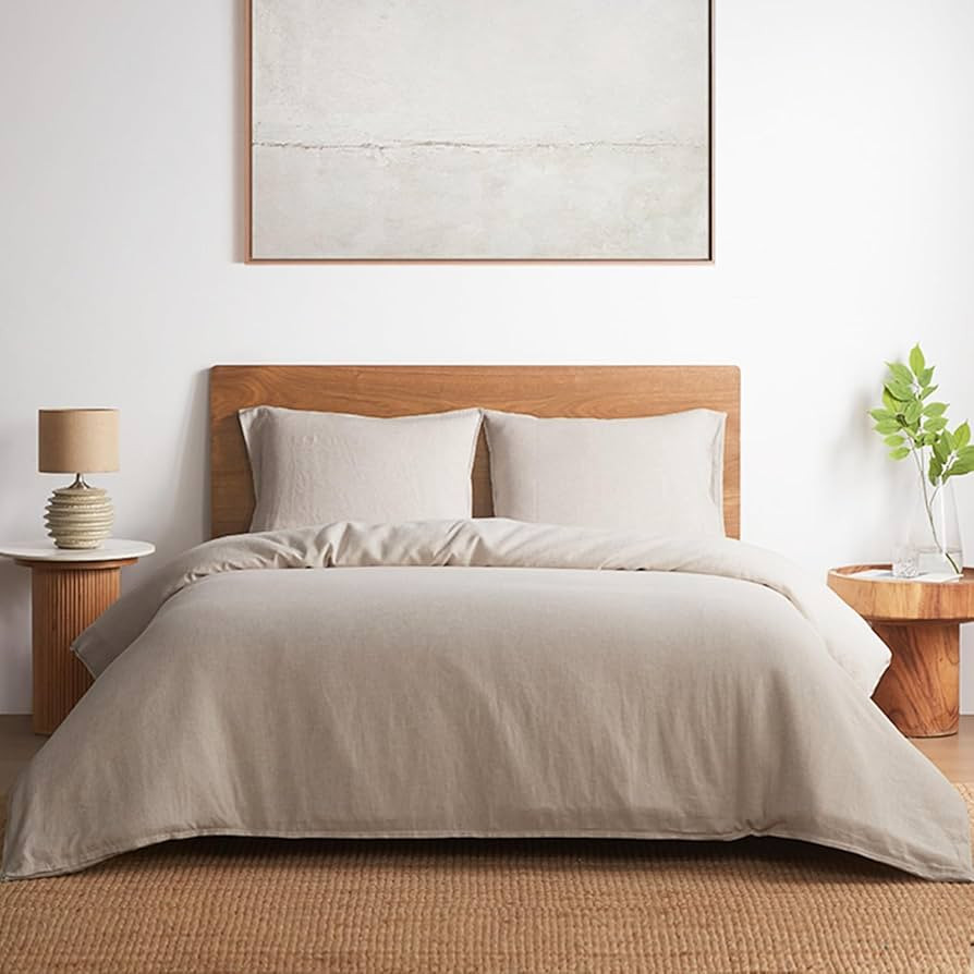 DAPU 100% Linen Duvet Cover Set 3PCs, Pure Natural French Flax Linen Duvet Cover King 90"x104" wi... | Amazon (US)