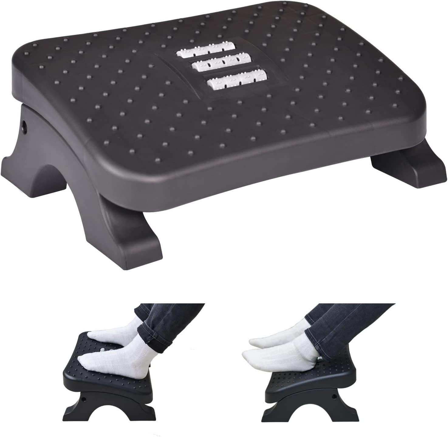 Scalebeard Under Desk Footrest, Ergonomic Foot Stool with Massage Rollers Max-Load 120Lbs Desk Leg Rest Pain Relief for Home Office Work | Amazon (US)