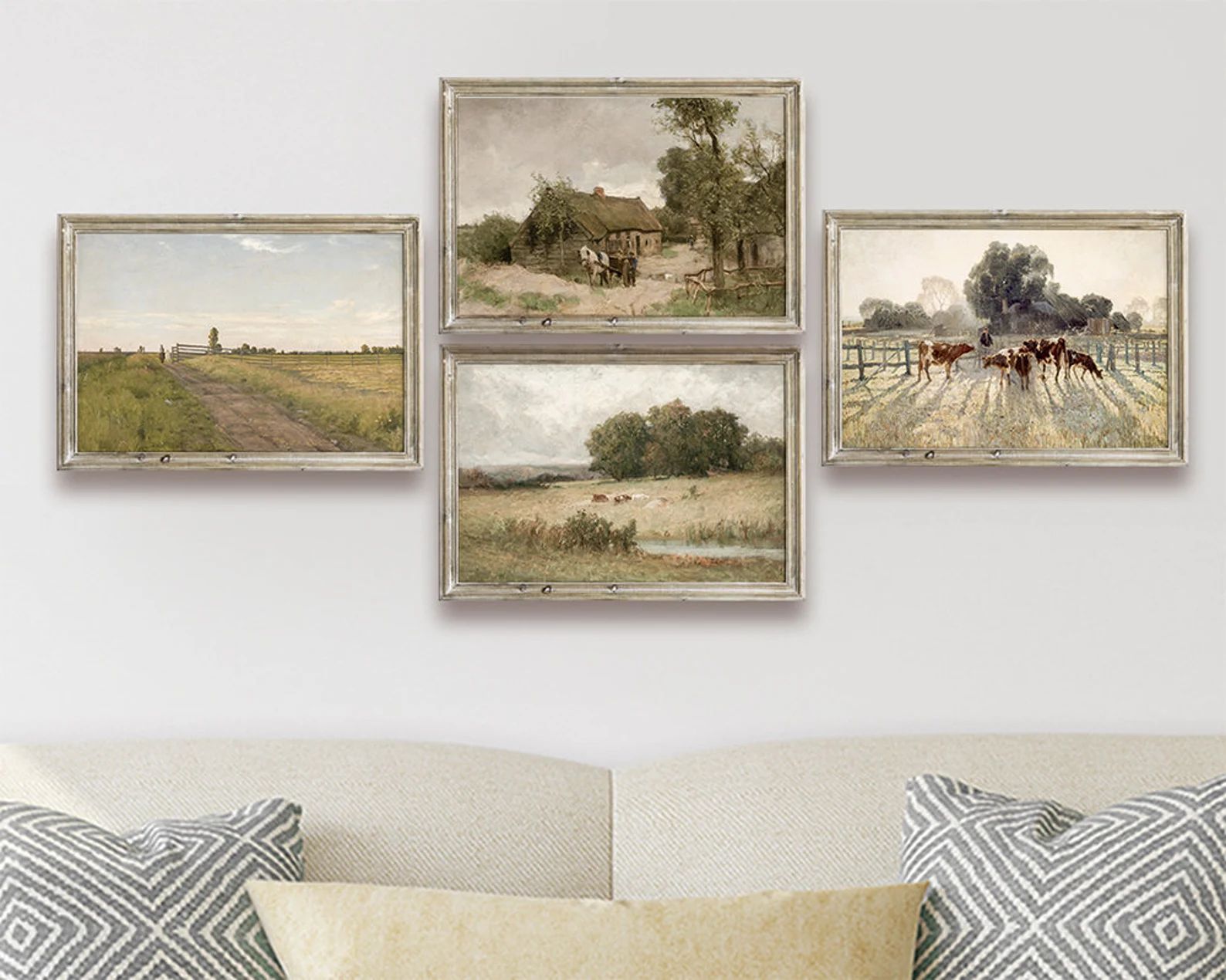 Gallery Wall Set Four Downloadable Country Farm Prints Art Files Contains Muted Warm Earth Tones ... | Etsy (US)