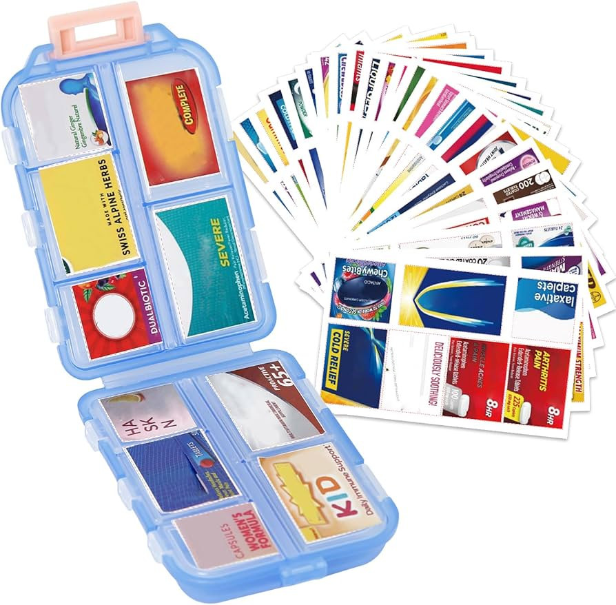 DIY Pill Organizer with 175 Pack Medicine Labels, Foldable Pocket Pharmacy for Travel Daily, Trav... | Amazon (US)