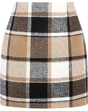 IDEALSANXUN Womens High Waist Plaid Skirt Bodycon Pencil Wool Mini Skirts | Amazon (US)