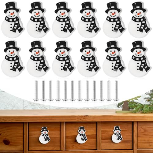 Moxweyeni 12 Pieces Christmas Knobs Covers for Cabinet Kitchen Snowman Silicone Hand Cabinet Knobs Cover Christmas Decorative Drawer Pulls for Xmas Winter Kitchen Home Party Decorations | Amazon (US)