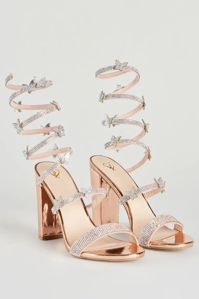 Butterfly Mystique Rhinestone Spiral Heels | Windsor Stores