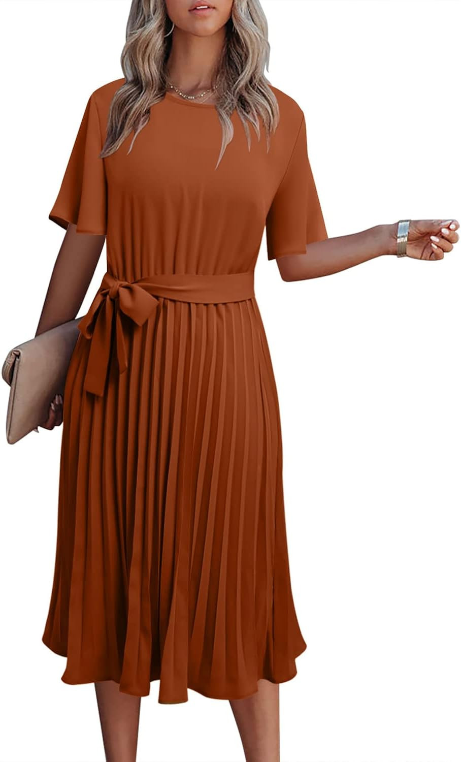 VIEACTIVEWEAR Women's Casual Summer Ruffle Long Bohemian Dress Short Sleeve Loose Plain Maxi Dres... | Amazon (US)