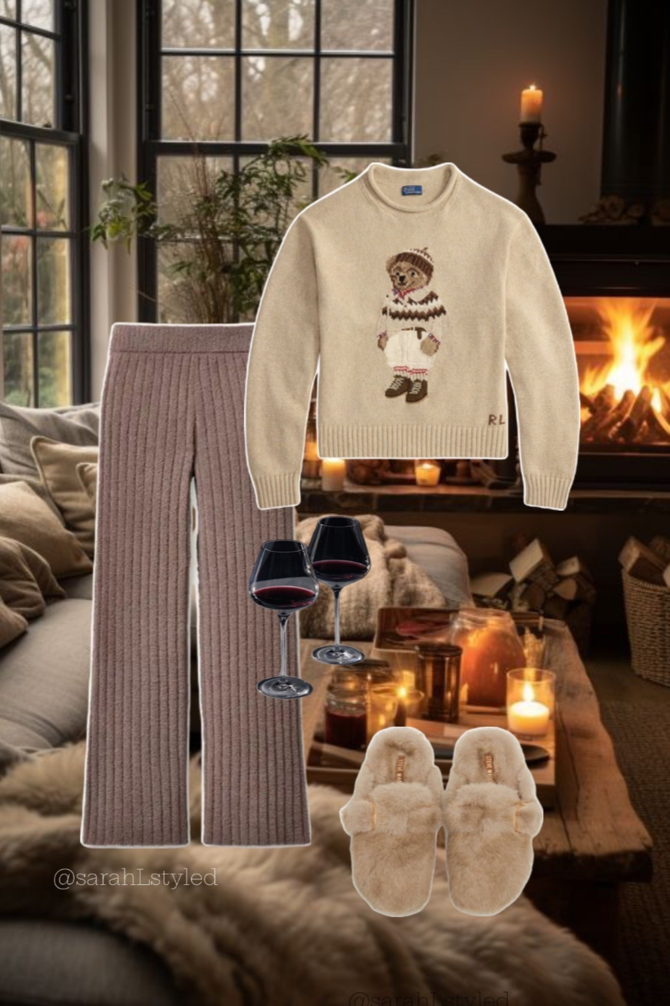 Cozy ski trip outfit, fireside lounge look, winter cabin outfit, après ski outfit ideas, cozy neutral loungewear, ribbed knit pants outfit, teddy bear sweater, fuzzy slippers outfit, winter travel outfit, mountain getaway style, neutral winter outfit, cozy chic loungewear, polo sweater

#LTKTravel #LTKHoliday #LTKSeasonal