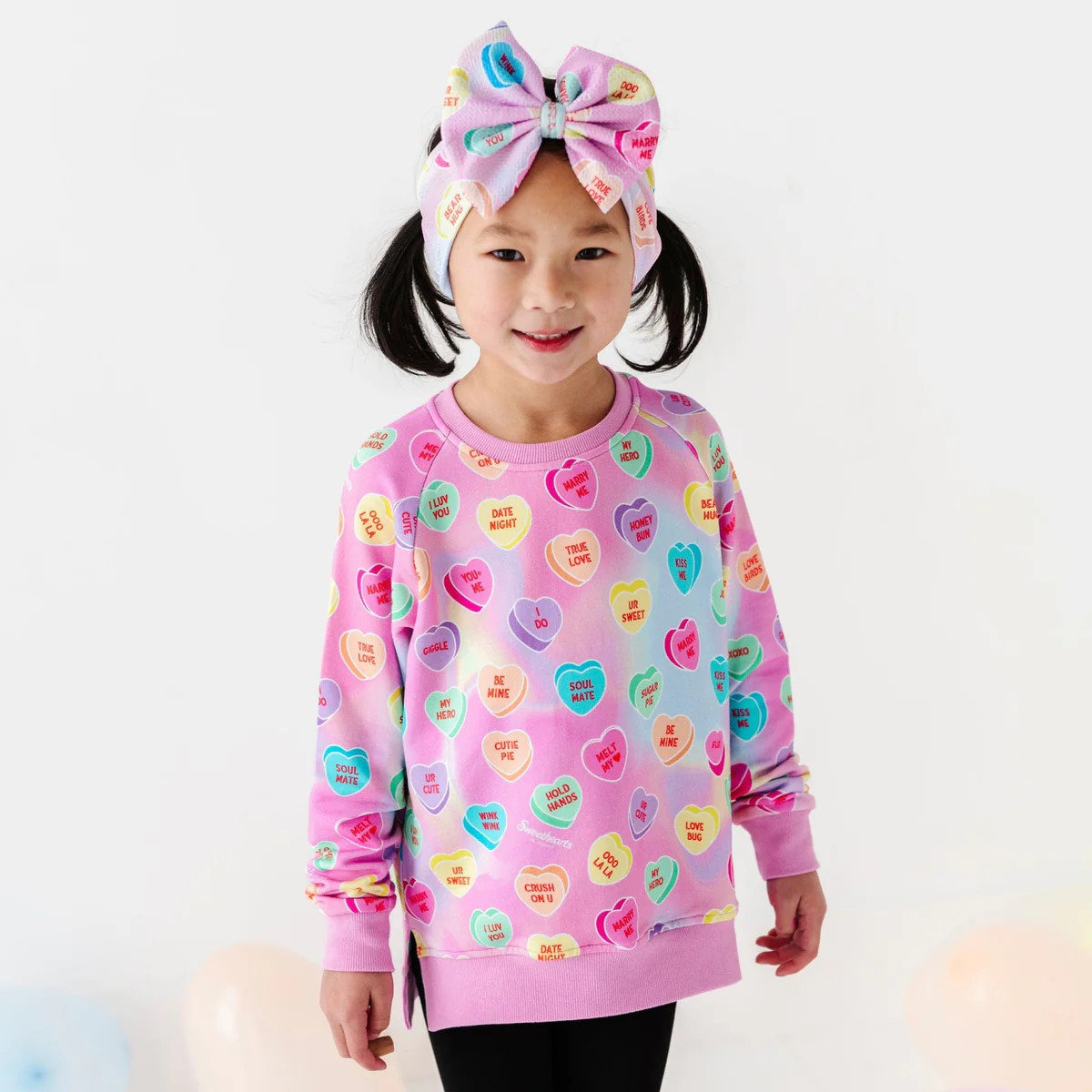 Sweethearts® Pink Pastel Hearts Crew Neck Sweatshirt | Bums & Roses