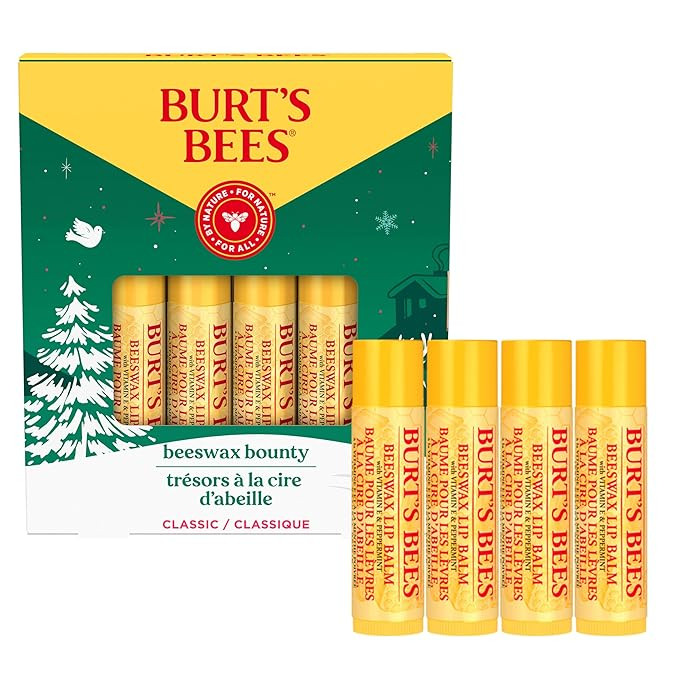 Burt’s Bees Christmas Gifts, 4 Lip Balm Stocking Stuffers Products, Beeswax Bounty Classic Set ... | Amazon (US)
