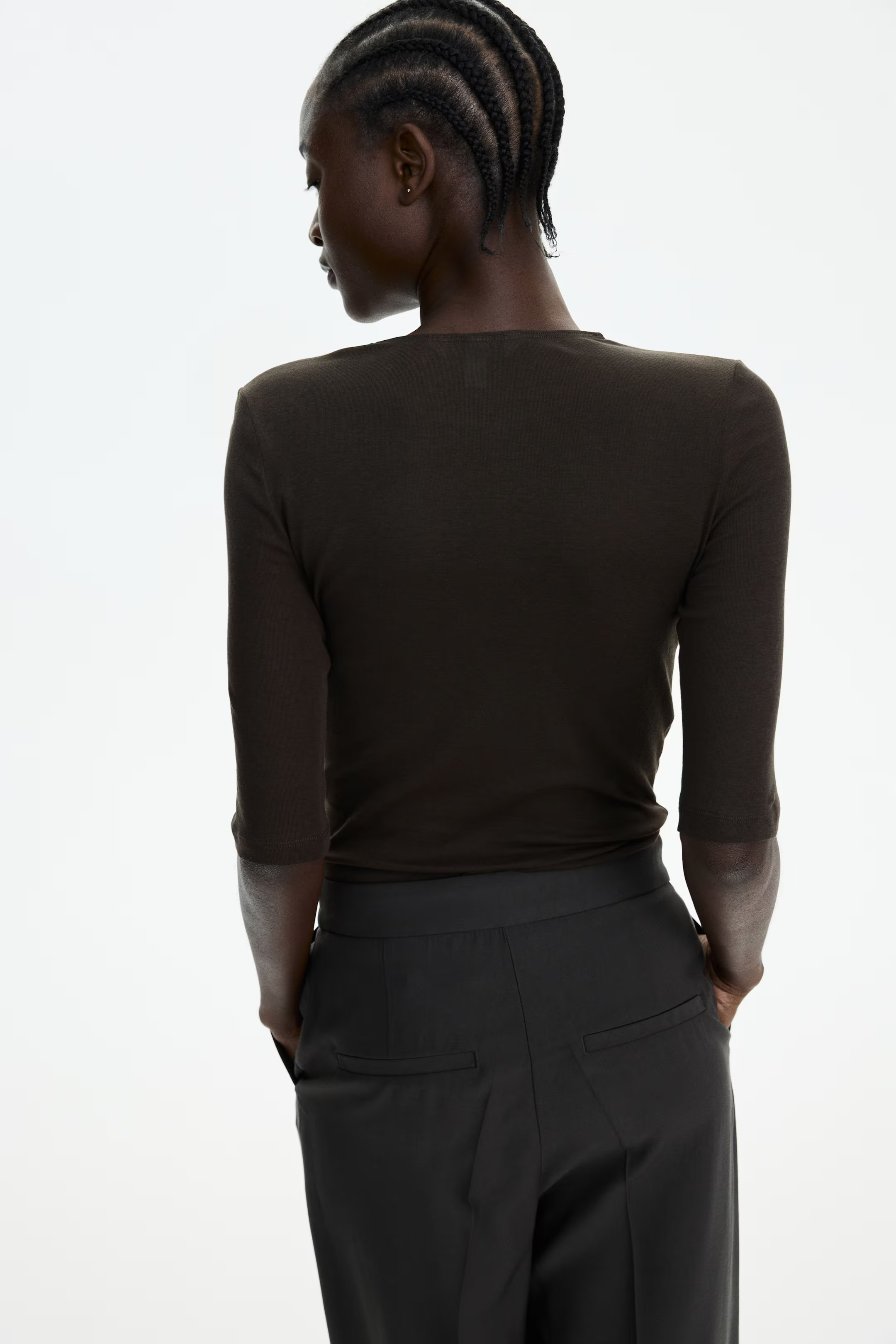 Camiseta en algodón pima - Marrón oscuro - MUJER | H&M ES | H&M (FR, IT, ES, PT, BE)