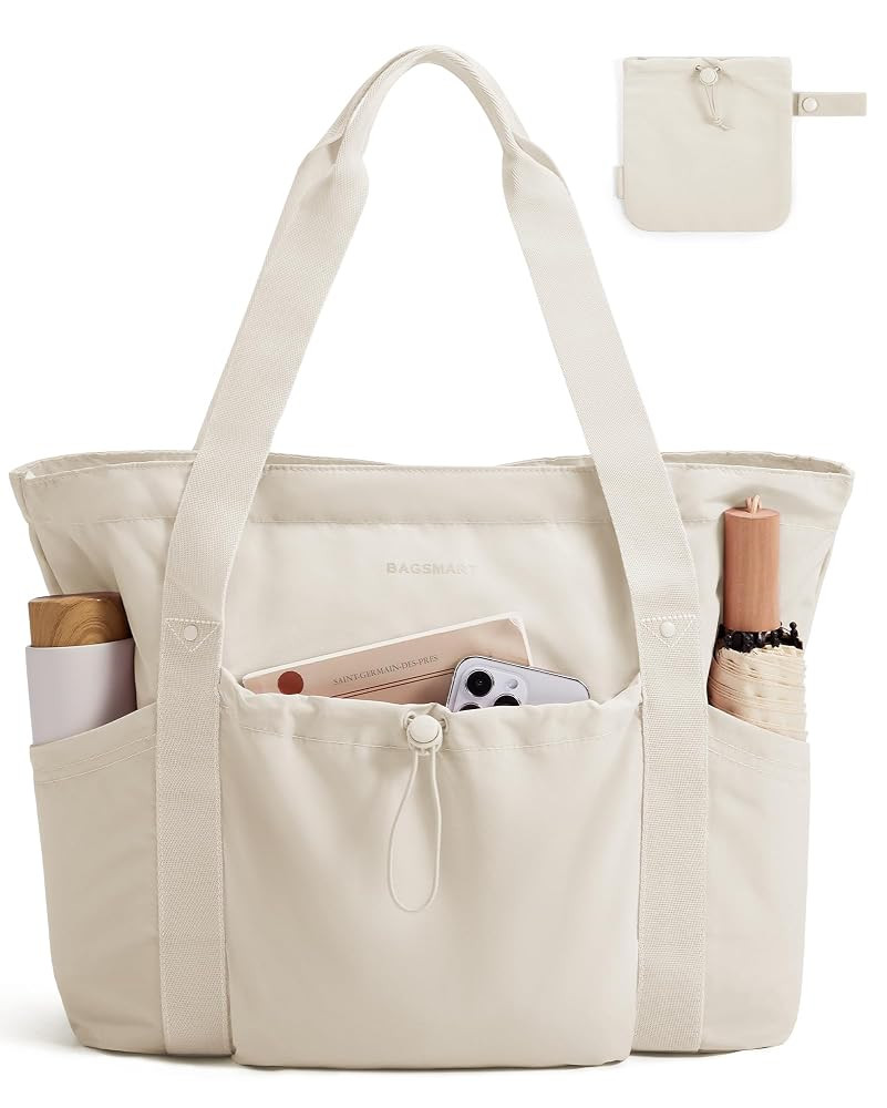 BAGSMART Tote Bag for Women, Tote Shoulder Bag with Laptop Compartment and Zipper Handbag for Tra... | Amazon (US)