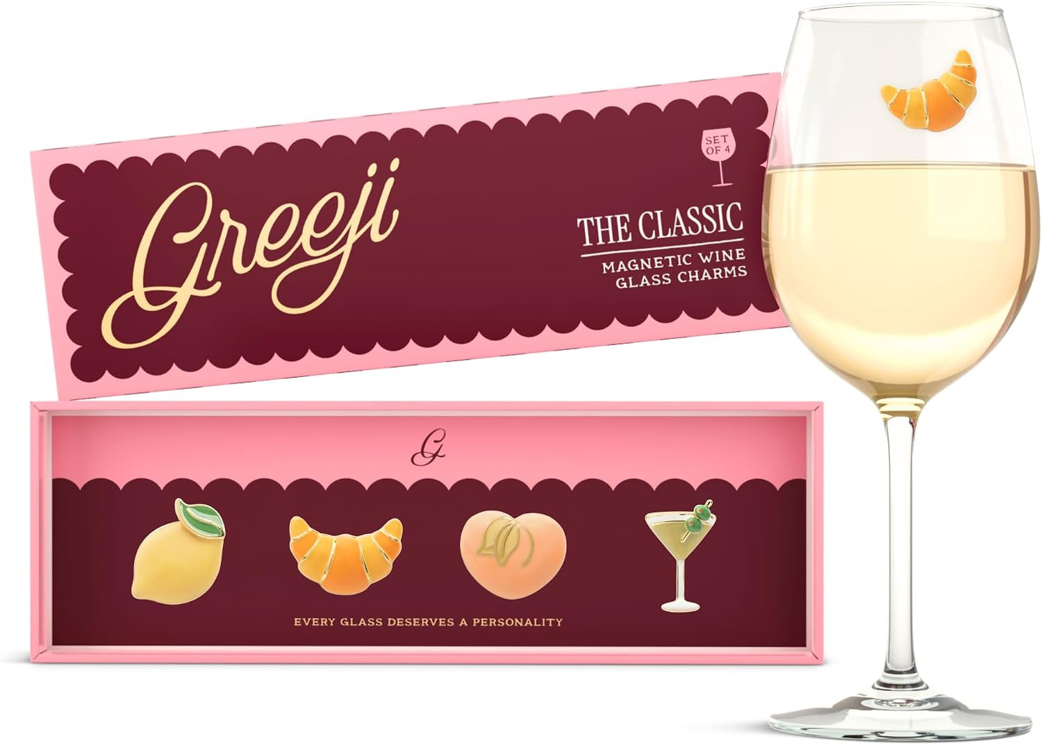 Magnetic Wine Glass Charms (The Classic, Set of 4) | Amazon (US)