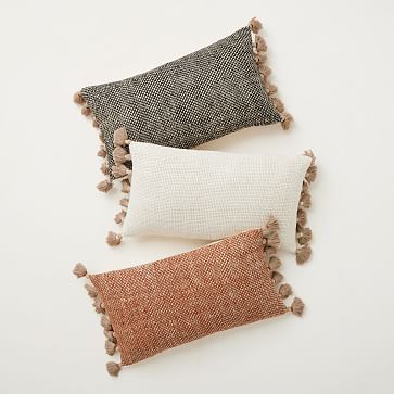 Two-Tone Chunky Linen Tassels Pillow Cover | West Elm (US)