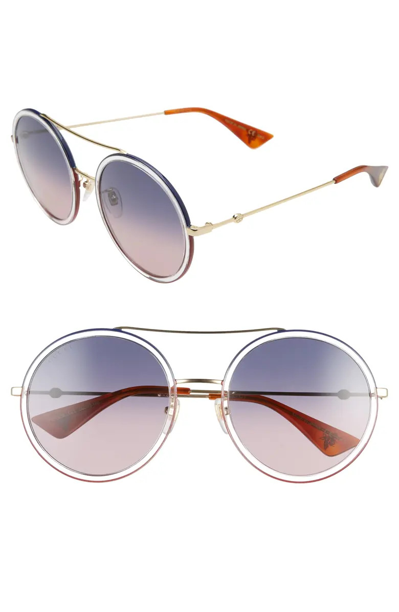 56mm Round Halo Frame Sunglasses | Nordstrom