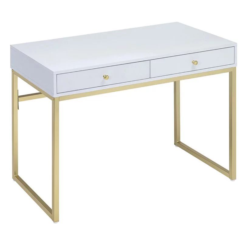 Bowery Hill Writing Desk in White and Brass - Walmart.com | Walmart (US)