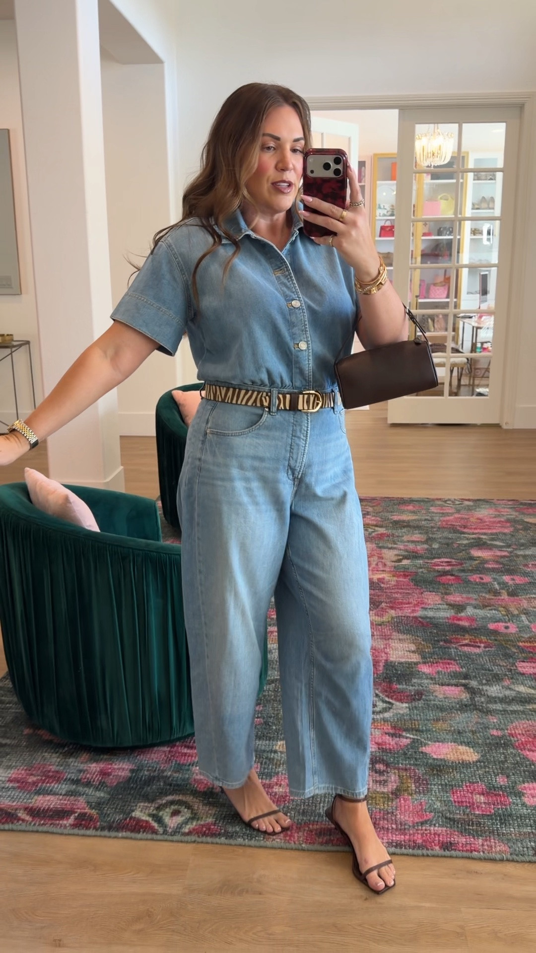 curvy midsize pre-fall outfit! wearing size medium in barrel denim jumpsuit. so soft and comfy! use code SASSYREDXSPANX for 15% off 😍

#LTKSeasonal #LTKMidsize