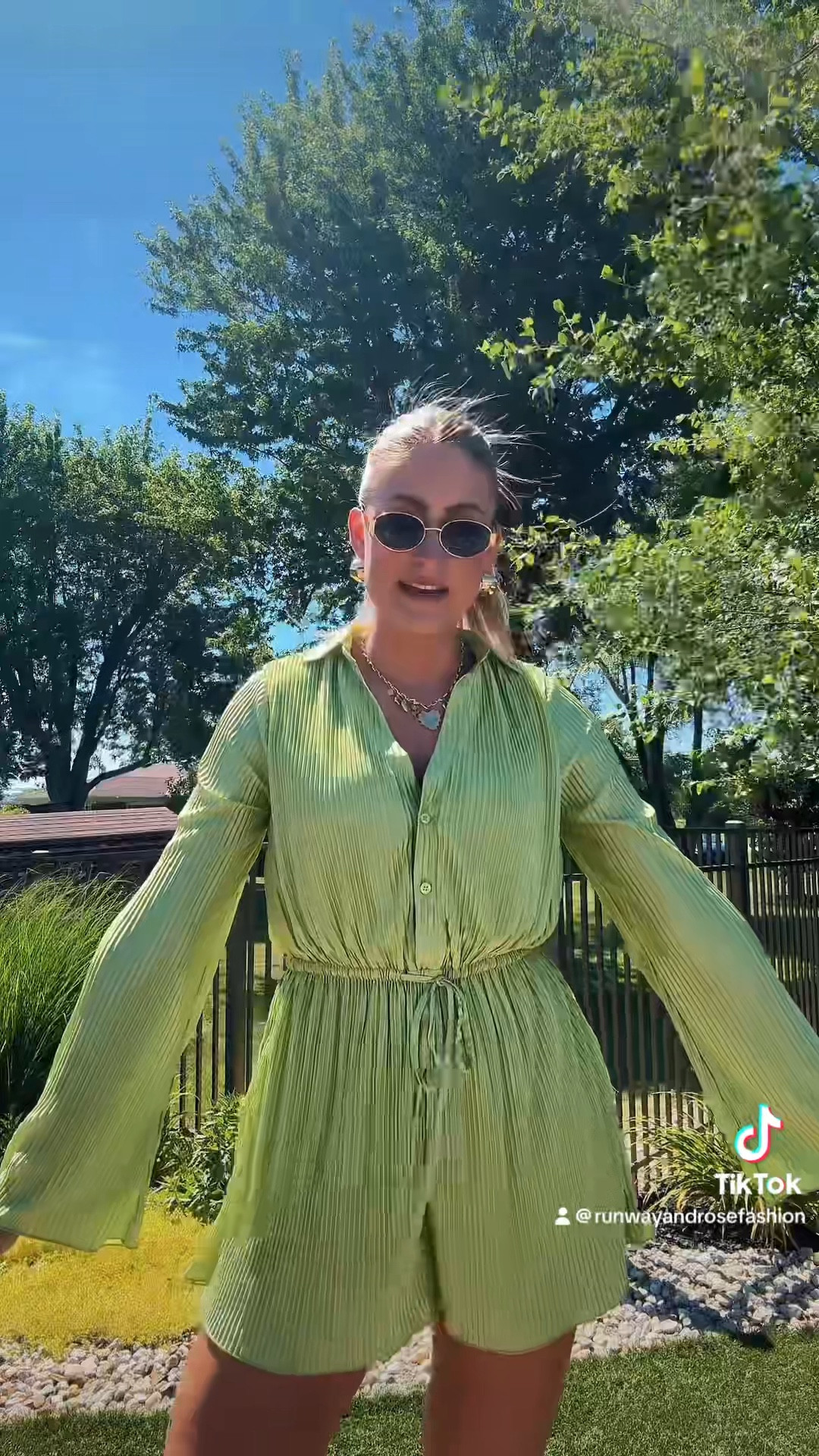 Green plisse romper for summerr