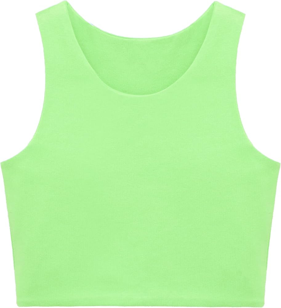 Lilax Girls' Double Lined Sleeveless Basic Crop Tank Top | Amazon (US)