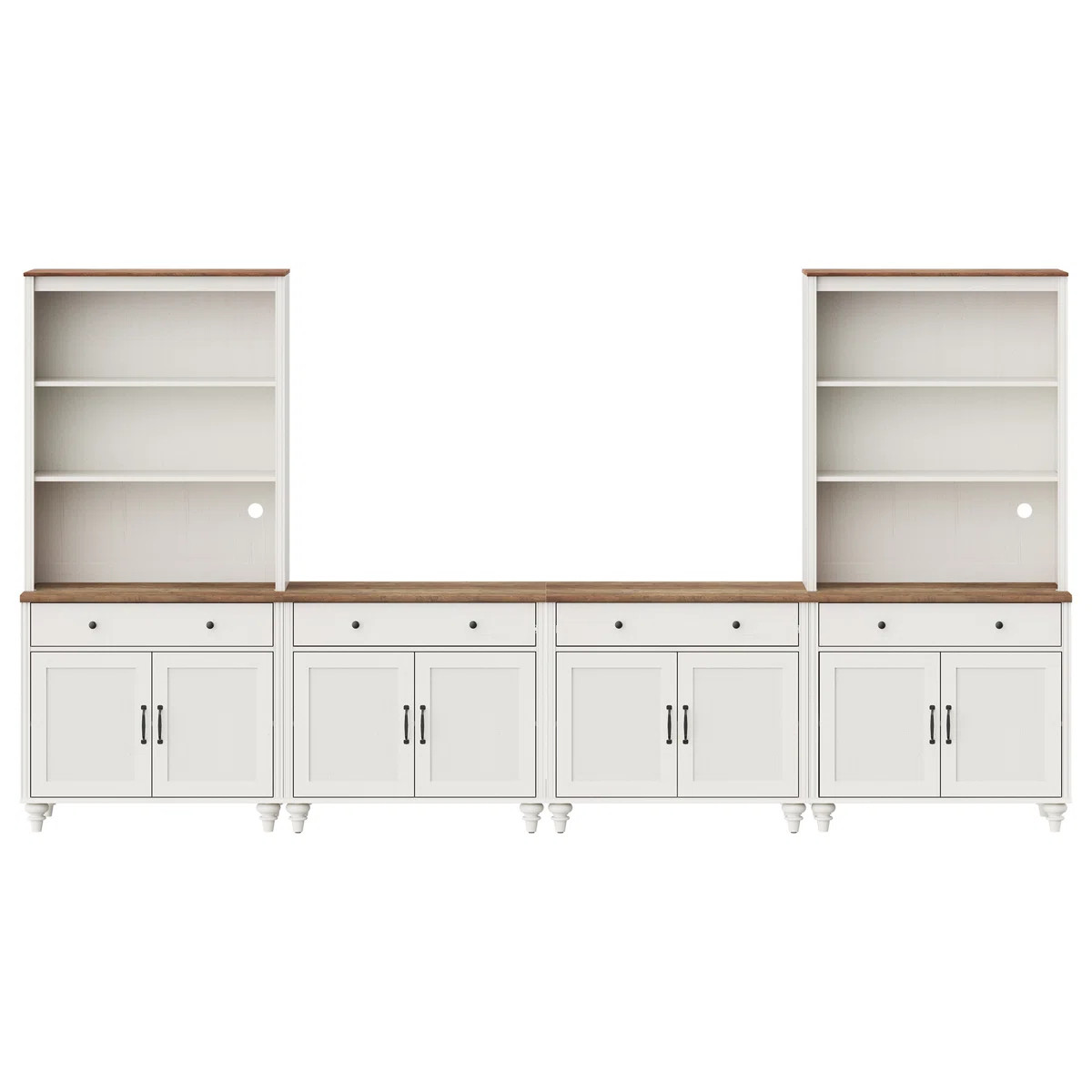 Locklin Farmhouse TV Stand With Bookshelves For, Modern Entertainment Center With Storage Cabinet... | Wayfair North America