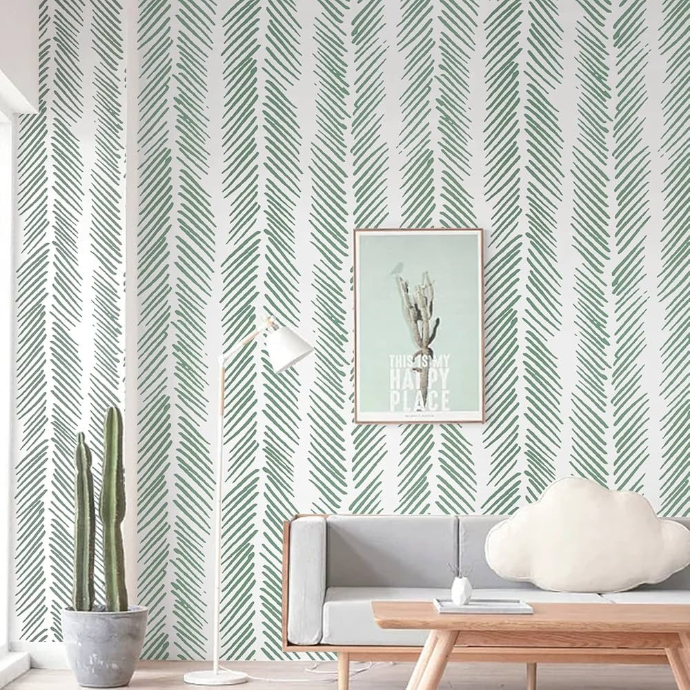 TANONE Green Peel and Stick Wallpaper 17.7"x118" Herringbone Vinyl Self Adhesive Removable Wallpa... | Amazon (US)