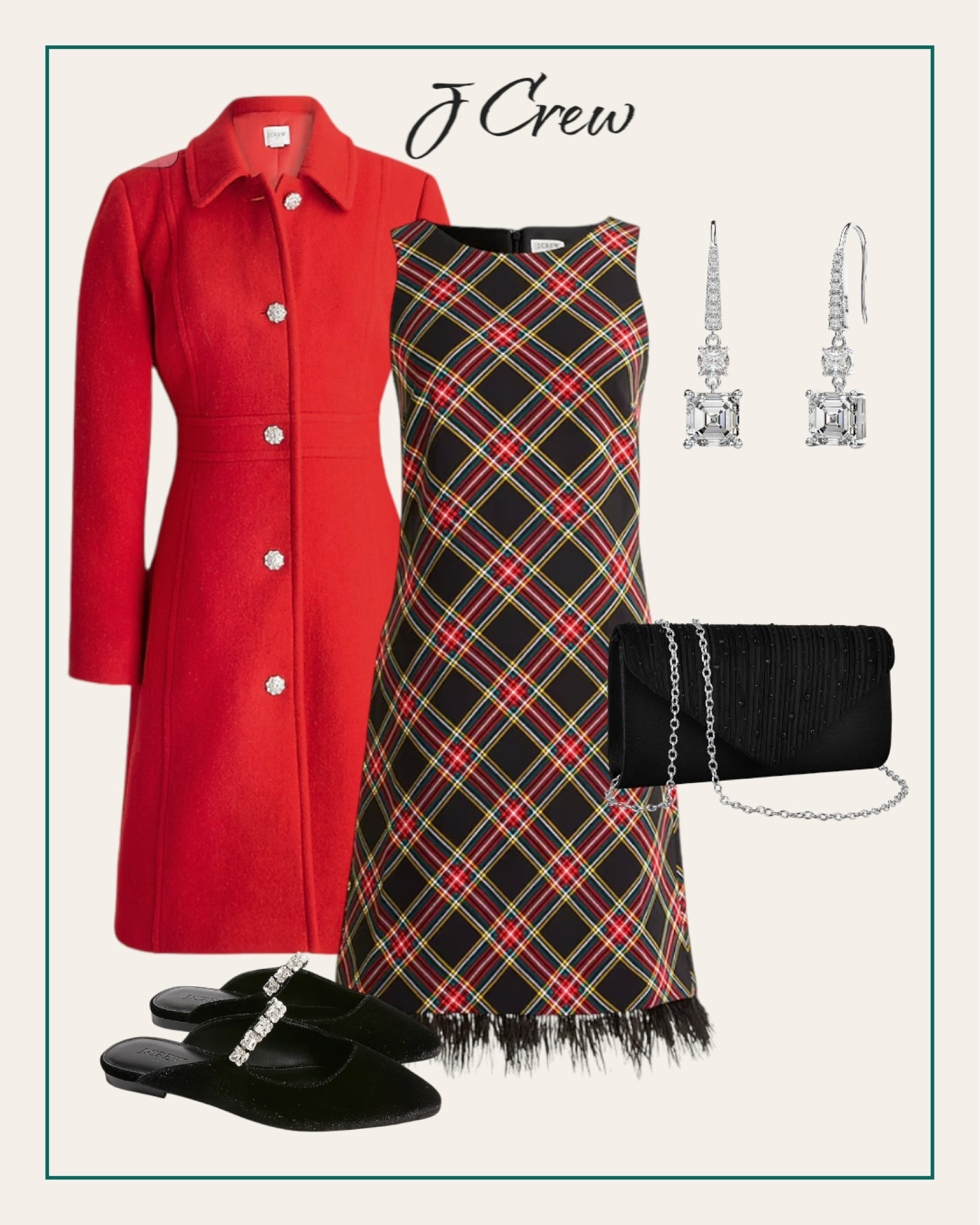 J Crew Factory outfit for the holiday & Christmas. 
Red coat and plaid dress. 
#jcrew
#redcoat
#holidaydress

#LTKSeasonal #LTKshoecrush #LTKstyletip