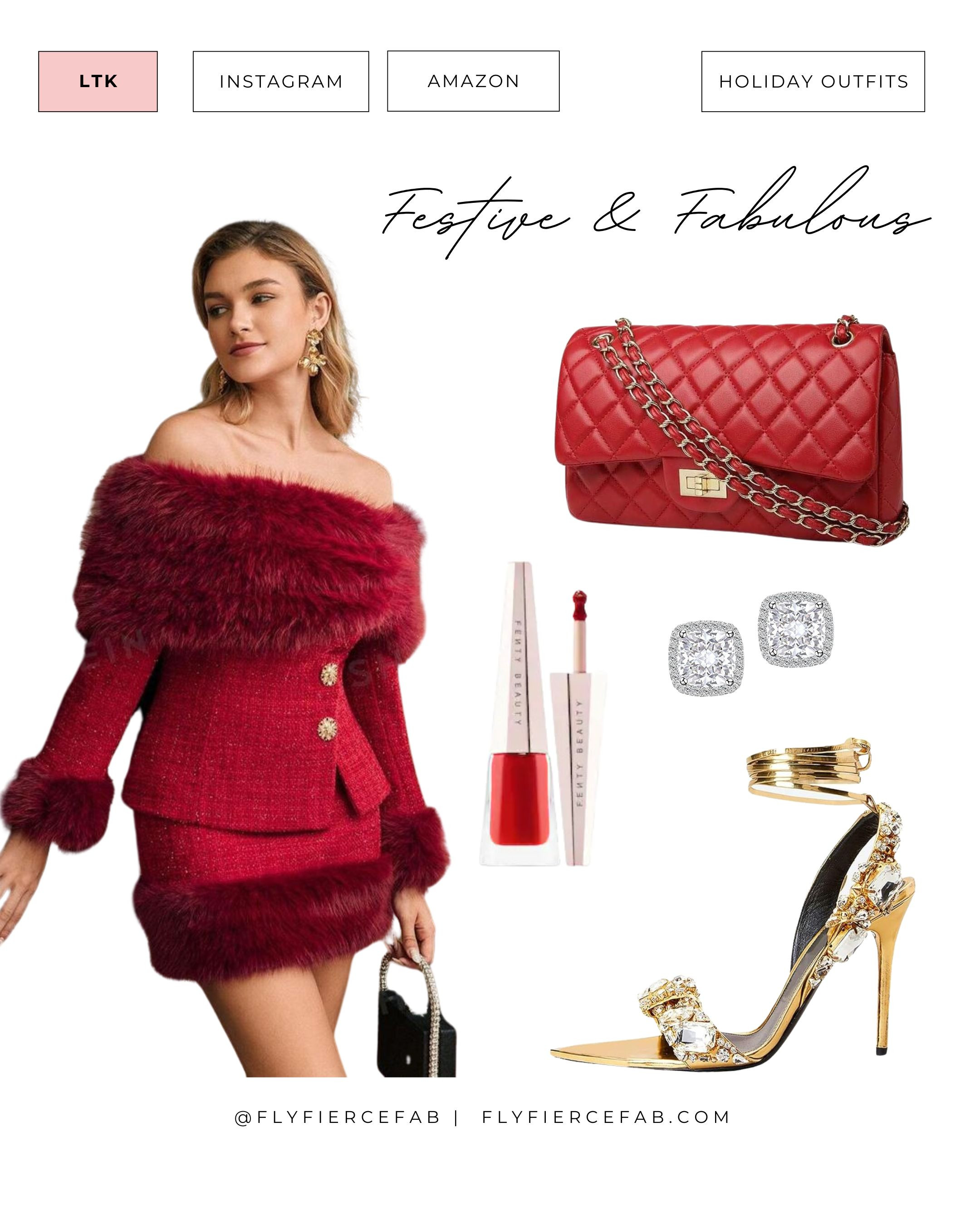 This red tweed fur trim set from SHEIN would be such a fabulous and festive holiday outfit! 🎄❤️✨

I'd style it with this red Chanel inspired purse from Amazon (under $30!), and these Tom Ford Inspired heels. 
 

#LTKSeasonal #LTKHoliday #LTKParties