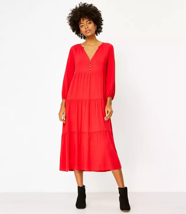 Tiered Midi Dress | LOFT | LOFT