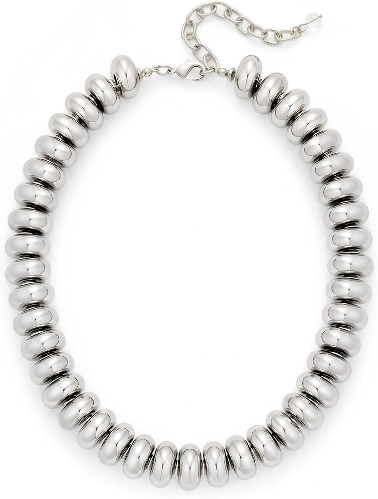 Chunky Beaded Necklace for Women Boho Statement Bead Necklace Adjustable Choker with Polished Dis... | Amazon (US)