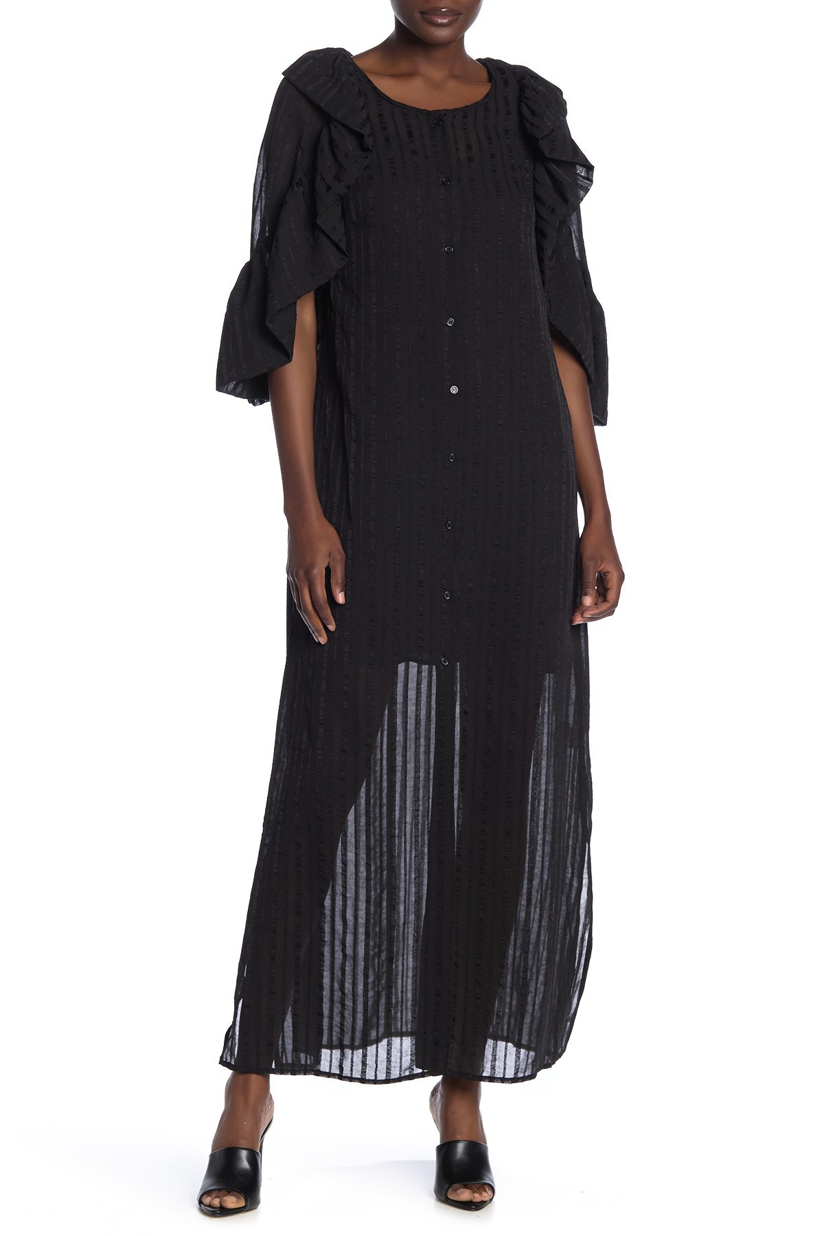 Striped Print Sheer Maxi Dress | Nordstrom Rack