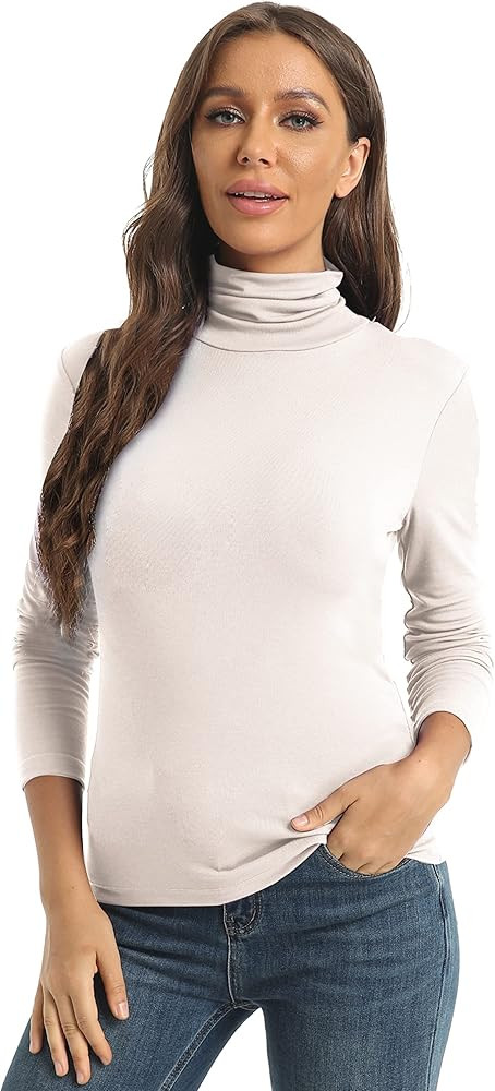 Women's Casual Long Sleeve Turtleneck Tops Slim Fitted Lightweight Base Layer Shirts | Amazon (US)