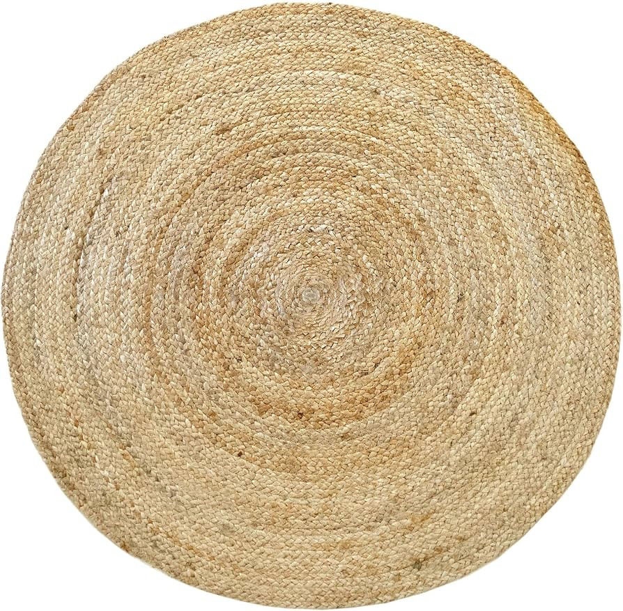 HAMID - Jute Teppich Rund, Alhambra Teppich Handgewebt 100% Naturfaser de Jute, Wohnzimmer, Schla... | Amazon (DE)