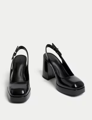 Leather Patent Platform Slingback Shoes | M&S Collection | M&S | Marks & Spencer IE