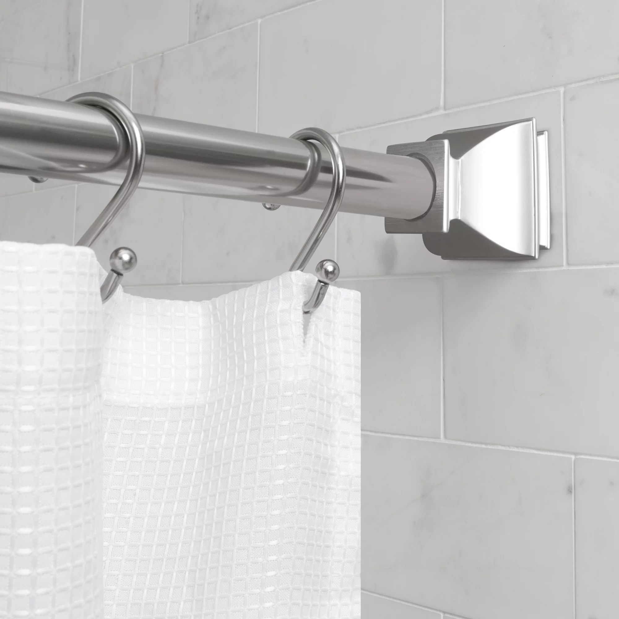 Better Homes & Gardens Rust-Proof Aluminum Square Shower Tension Rod, 43"â72", Brushed Nicke... | Walmart (US)