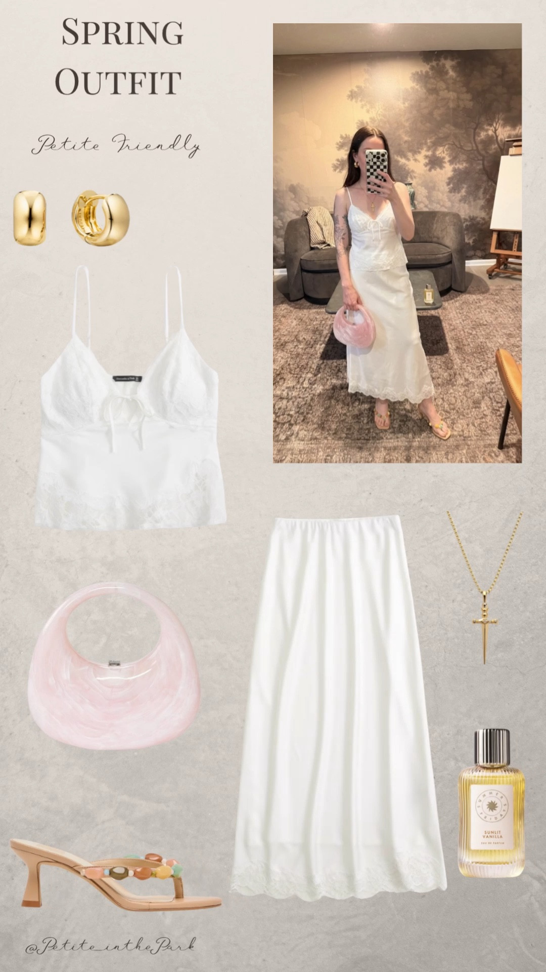 Spring petite outfit  

Spring outfit, spring trends, casual spring outfit, petite spring outfit, spring fashion, spring style, petite style, petite spring style, casual petite outfit,  white top, lace top, high waisted skirt , white skirt, lace skirt , heels, embellished heels, clutch , resin bag, pink bag, pink purse, gold earrings, gold hoop earrings, gold necklace, minimal jewelry  #casualoutfit #petiteoutifts #springoutfits #springoutfit2026 #springtrends  



#LTKWedding #LTKU #LTKPetite