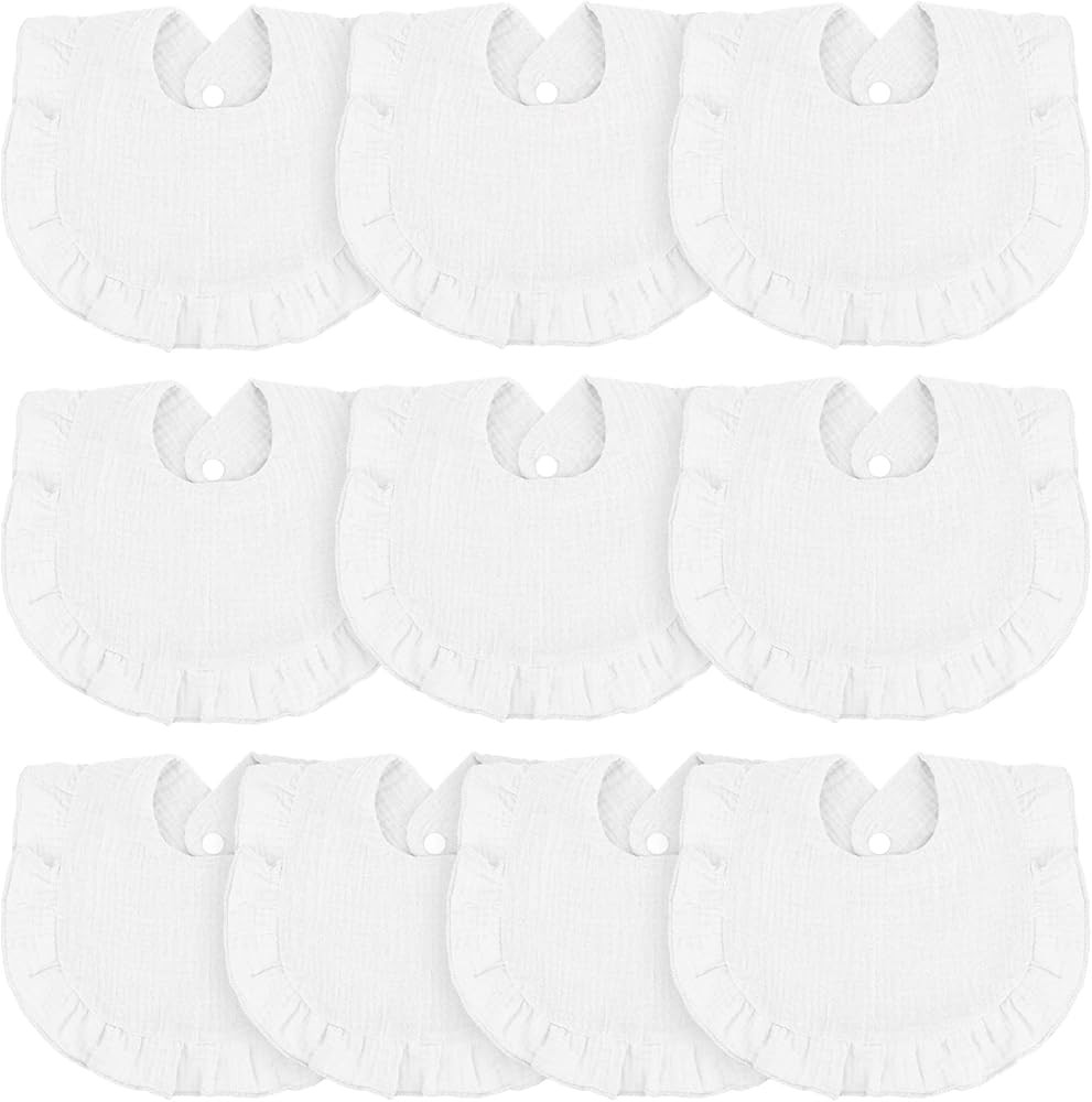 Seematn 10 Pcs Baby Muslin Bibs Drool Bibs Bandana Ruffle Soft Cotton for Newborn Baby Infants Gi... | Amazon (US)