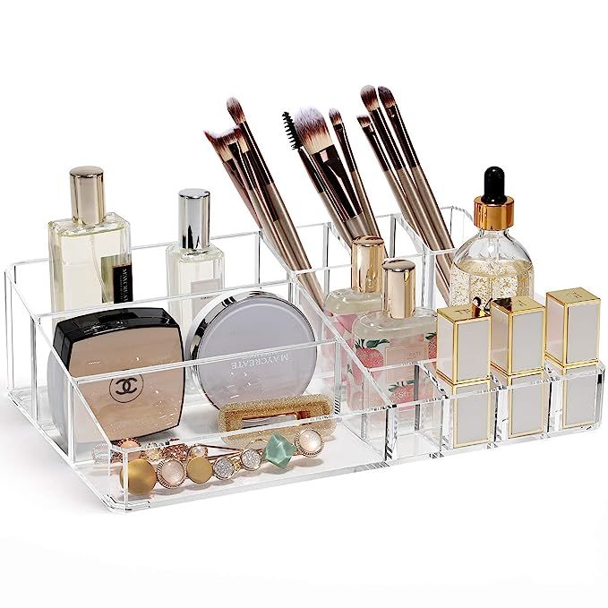 Syntus Makeup Organizer, Clear Plastic Vanity Cosmetic Palette Storage Box Acrylic Makeup Display... | Amazon (US)