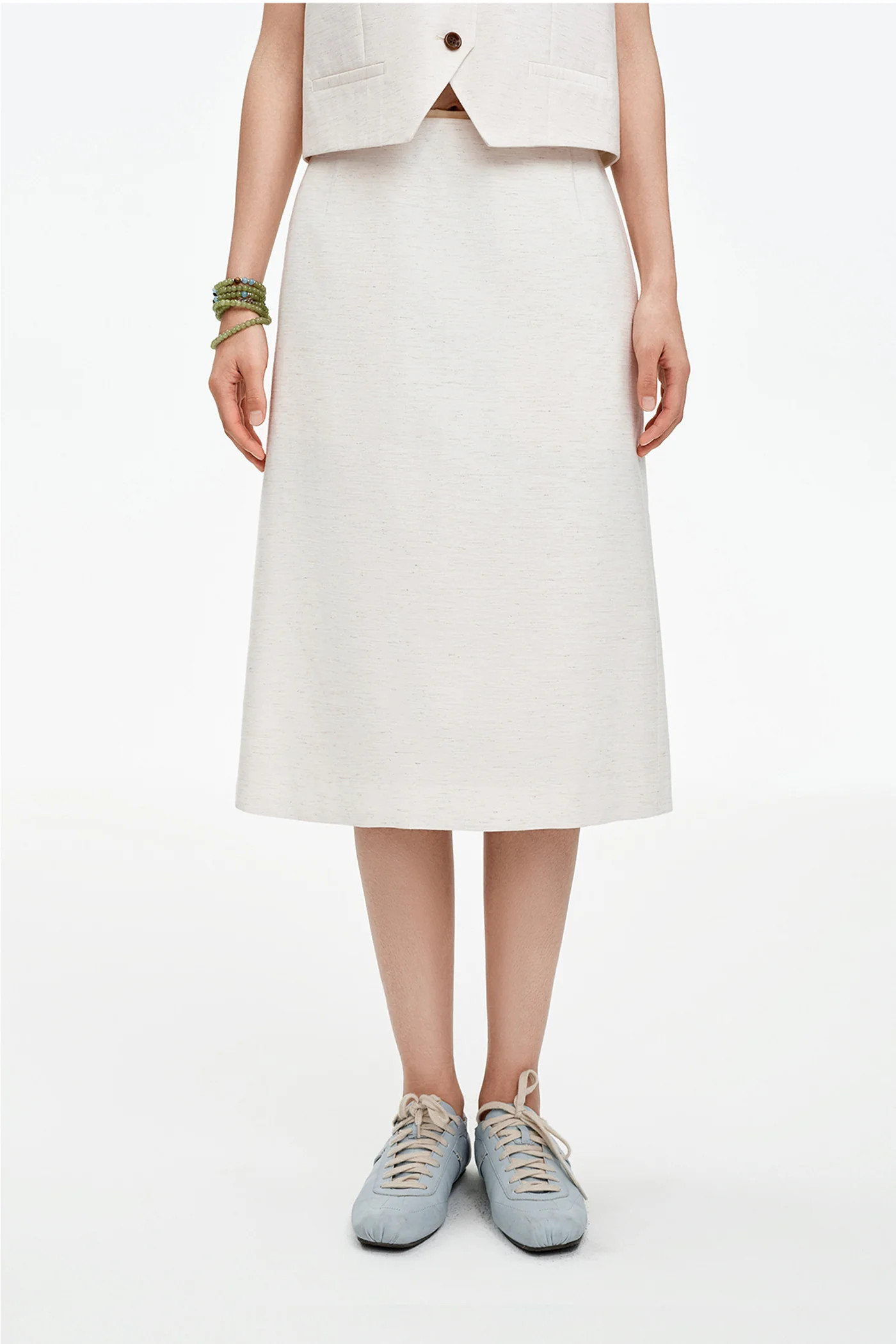 Linen-Blend H-Line Straight Skirt | SELFWHO