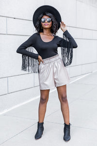 Party For Two Black Fringe Bodysuit | Pink Lily