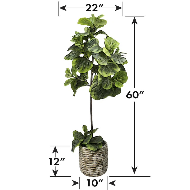 60'' Artificial Fiddle Leaf Fig Tree in Basket | Wayfair North America