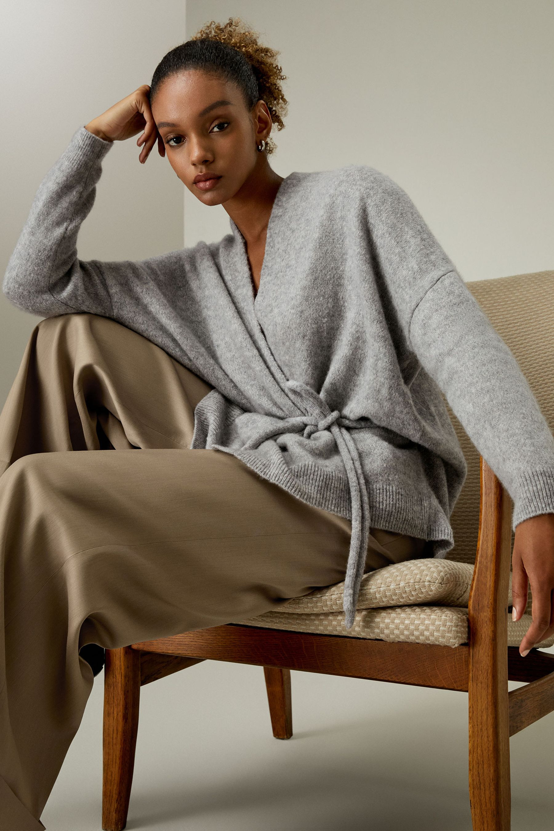Lounge Wrap Knit Cardigan | LILYSILK