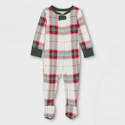 Baby Holiday Plaid Union Suit Green/Red - Hearth & Hand™ with Magnolia | Target