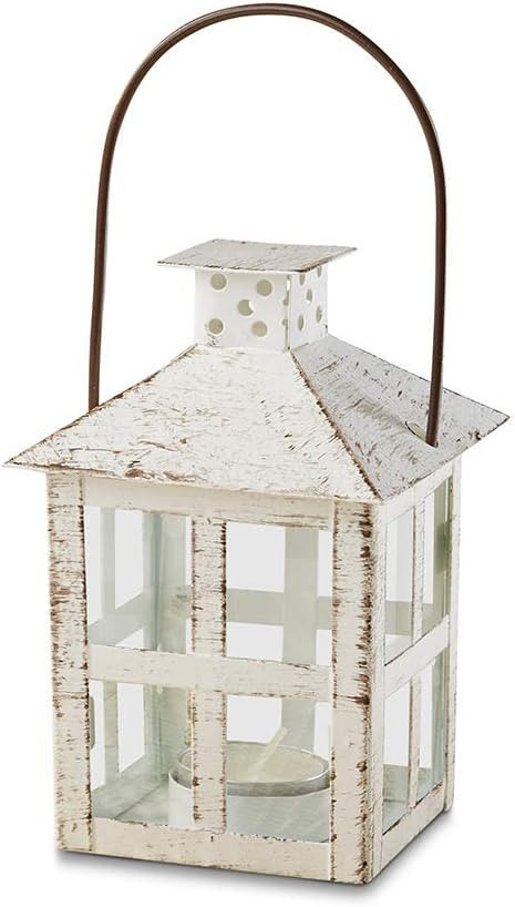 Kate Aspen White Vintage Distressed Rustic Candle Holder Decorative Lantern (6 Inch), Wedding Dec... | Amazon (US)